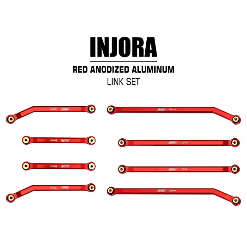 INJORA High Clearance Front 4 Links Set for SCX24 Gladiator Dodge Power Wagon 1/24 RC Crawler Car Axial, 8PCS (Red) - color: Red