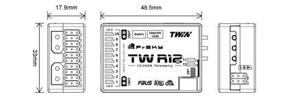 FrSky TW R12 Dual 2.4G with PWM SBUS FBUS or S.Port XT30 Plug Receiver