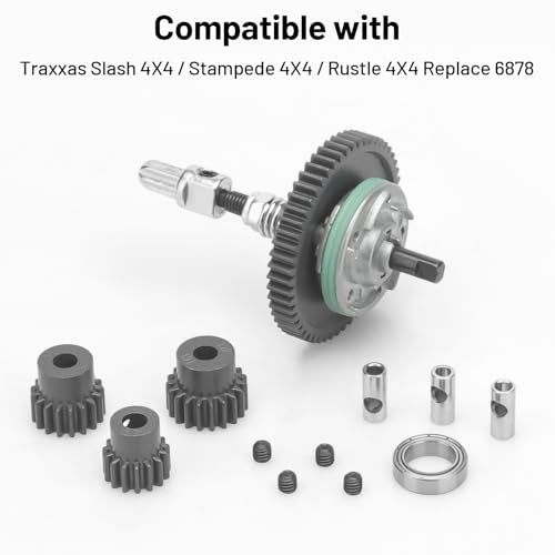 daitoku Differential Gear Complete Slipper Clutch with 32P 15T/17T/19T Pinions Gear Set for Traxxas Slash Stampede Rustle 4X4, Replacement of 6878