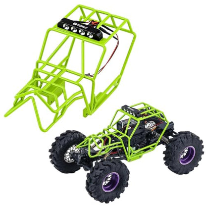 Metal Roll Cage Body Shell for 1/24 Axial AX24 XC-1 Upgrade | With Aluminum LED Lamp Holder,Green - color: Green