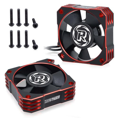 35mm RC Cooling Fan,21000RPM 8.4V Aluminum RC Motor ESC Cooling Fan for 1/10 1/8 RC Car Diameter 36mm Brushless Motor (2 Pack Black+Red) - style: 2pack Red