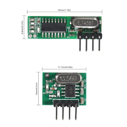 10-Pack 433MHz RF Transmitter and Receiver Module, Antenna | 2.2-5V power supply, minus 108dBm sensitivity, 433.92MHz frequency, for Arduino DIY RC projects
