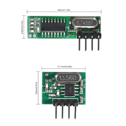 10-Pack 433MHz RF Transmitter and Receiver Module, Antenna | 2.2-5V power supply, minus 108dBm sensitivity, 433.92MHz frequency, for Arduino DIY RC projects