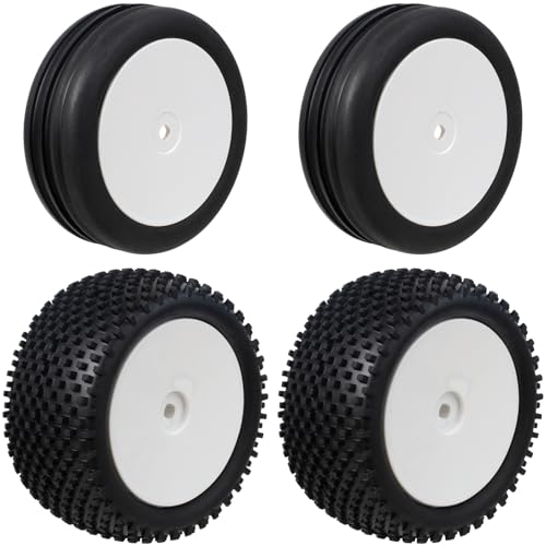 1/10 Off-Road Front & Rear Wheels Rims and Rubber Tires 12mm Hex Hub Foam Inserts for Tamiya TT-02B DF-02 SRX2 SRX4 Bandit Tekno EB410 2WD RC Car Upgrades