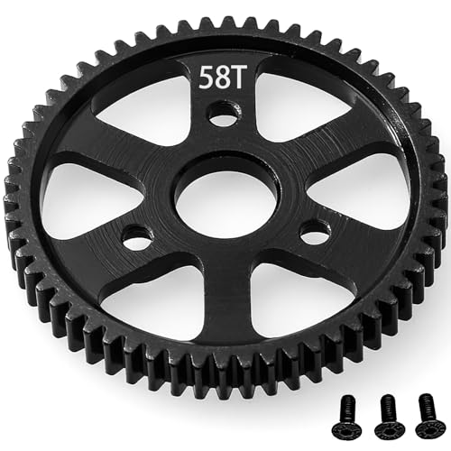 32P Spur Gear, 58T 0.8 Metric Pitch, Compatible with 32P, Hardened Steel 58 Tooth 0.8M Spur Main Gear for 1/10 TRAXXAS Ford Rustler Slash Stampede 4X4 Summit T-Maxx E-REVO Jato Arrma, Replace #3958 - size: M0.8-Spur Gear-58T
