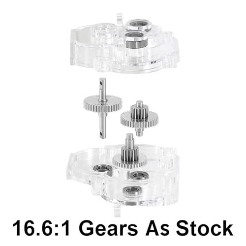 INJORA Acrylic Complete Transmission with Stock Gears for 1/18 RC Crawler TRX4M Upgrade - size: 16.6/1