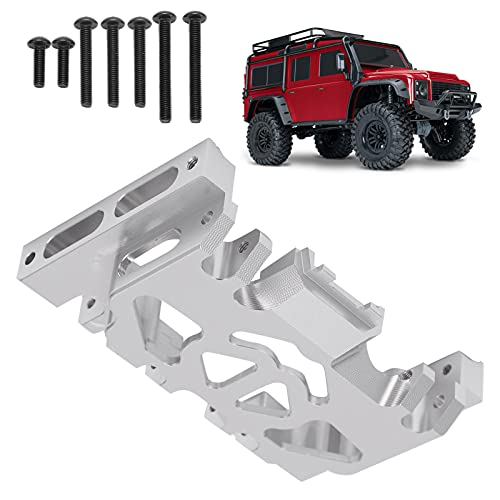 Aluminum Alloy Center Skid Plate, Gearbox Mount Gear Box Base Medium Mount Chassis Skid Plate Upgrade Parts for TRAXXAS 1/10 RC Crawler Car Accessories, Sliver