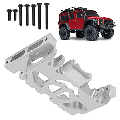 Aluminum Alloy Center Skid Plate, Gearbox Mount Gear Box Base Medium Mount Chassis Skid Plate Upgrade Parts for TRAXXAS 1/10 RC Crawler Car Accessories, Sliver