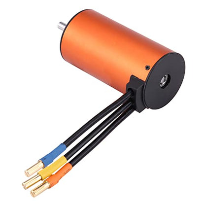 RC Car Motor Sensorless Brushless 3670 1900KV Four Pole Copper Winding 5mm Shaft 4mm Banana Plug for 1 8 1 10 Scale RC Truck Buggy Racing Upgrade