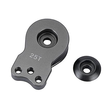 DJX Aluminum 25T Servo Saver 3 Holes Adjustable Hi-Torque Servo Horn for 1/8 1/10 Remote Control Car Boat (Titanium) - color: Titanium