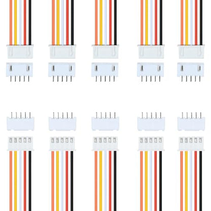 10Pairs JST-XH 2.54mm 5Pin Header Connector Kit with Male and Female Connectors Adapter 200mm 26AWG Flat Wire Cable Compatible with JST XH Plug Adapter (5P) - color: 5P