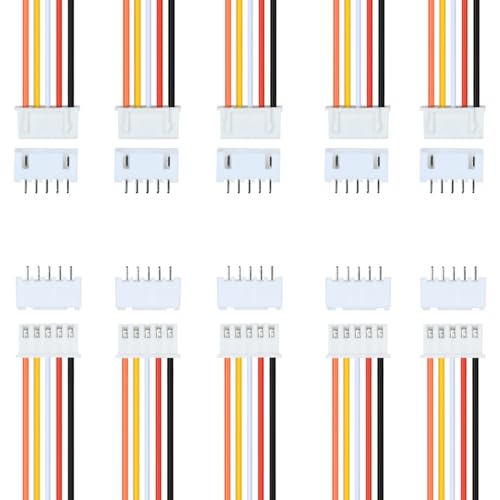 10Pairs JST-XH 2.54mm 5Pin Header Connector Kit with Male and Female Connectors Adapter 200mm 26AWG Flat Wire Cable Compatible with JST XH Plug Adapter (5P) - color: 5P