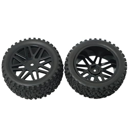 OD 88mm/3.46"12mm Hex Wheel Rims Rubber Tires with Sponge Replacement for 1/10 RC Off-Road Buggy Car,Black