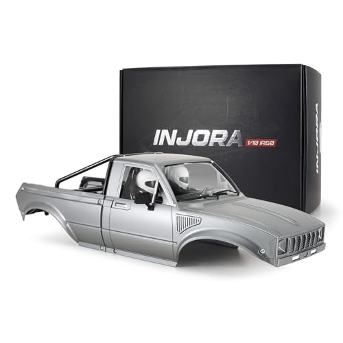 INJORA IR60 Hard Body with Interior & Bed Cage for 1/10 RC Crawler (Gray) - color: Gray