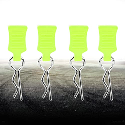 4pcs Universal RC Car Body Clips with Pull Tabs Pins for 1/8 1/10 /12 RC Car Shell Replacement Parts (Yellow Green) - color: Yellow Green