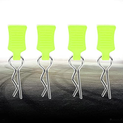 4pcs Universal RC Car Body Clips with Pull Tabs Pins for 1/8 1/10 /12 RC Car Shell Replacement Parts (Yellow Green) - color: Yellow Green