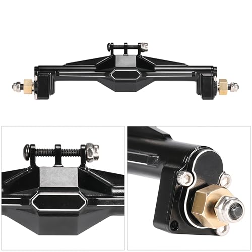 AMK Aluminum TRX4M Axles, CNC TRX4M Portal Axles Front & Rear Set with Steering Link, Aluminum Alloy Housing with Brass Hex for 1/18 RC Crawler TRX4M Defender Bronco Upgrade Parts (Black) - color: Black