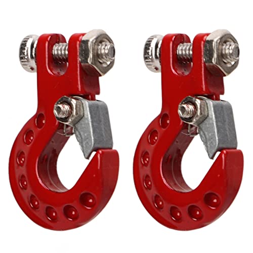 RC Winch Trailer Hook Set 2Pcs, Aluminum Alloy | Simulation Tow Hook | 1/10 Crawler Truck | SCX10 D90 Compatible| 18.5x11.5mm/0.7x0.5in(Red) - color: Red