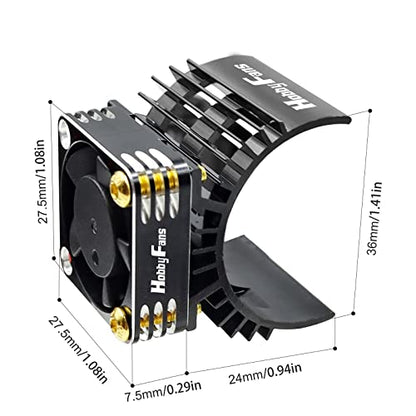 RC Cooling Fan 28000RPM Aluminum RC Car Motor Fan with Heatsink for RC Car 1/8 1/10 540 550 F540 3650 3660 Motor
