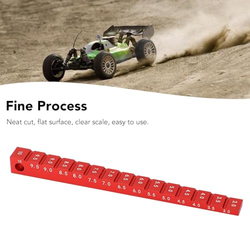Ride Height Gauge, Aluminum Alloy Chassis Ride Height Gauge 3‑10mm 0.1-0.4in Ride Height Gauge Ruler for 1/10 RC Drift Car (Red) - color: Red