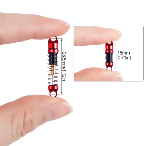 28MM Oil Shock Absorbers Upgrade Compatible with 1/30 RC Crawlers | Fits Axial SCX30 / FCX30 / Orlandoo Hunter Oh32P01 - Oil Damper Upgrade - Red - color: Red