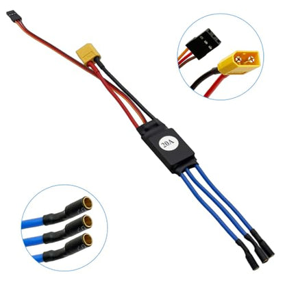 30A Electric Brushless Motor Controller, 2 Pcs ESC Speed Controller with XT60 and 3.5mm Bullet Plugs for RC Drone RC Airplane Helicopter (20A) - color: 20A