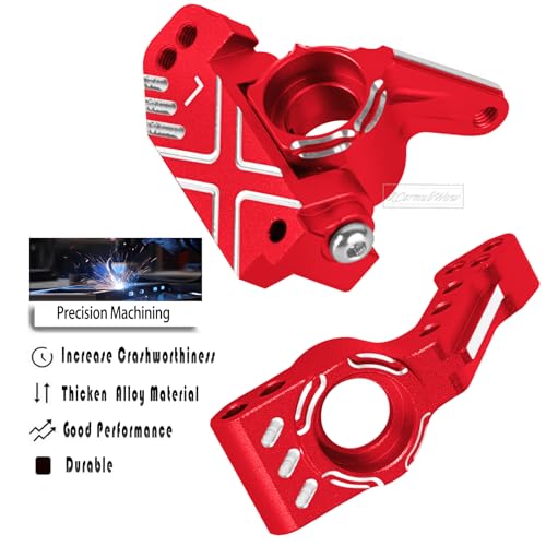 RC Caster Block Set Upgrades Part for 1/10 2WD Slash/Rustler/Stampede 2WD/Bandit 2WD VXL,Aluminium Left Right Caster Blocks,Front Steering Block,Rear Stub Axle Carriers,Red