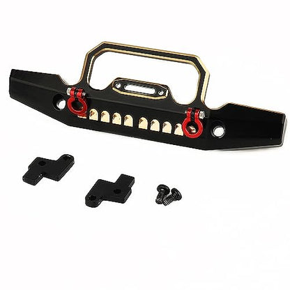 Heavy Duty Brass Black Coating Front Rear Bumper with Bumper Mount for 1/18 RC Crawler Car TRX4-M Defender Metal Upgrade Parts (Front Bumper)