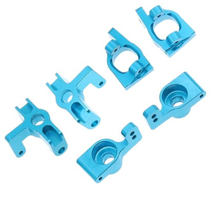 6PCS Metal Front Steering Cup&C seat&Rear Wheel hub Compatible with WLtoys Compatible with WLtoys 1/14 144010 144001 144002 1/12 124016 124017 124018 124019 RC Car Upgrade Parts (Blue) - color: Blue
