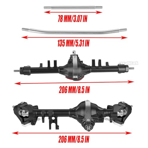 Aluminum Axles Upgrades Part for 1/10 SCX10 SCX10 II 90046 90047 RC Crawler Car,RC Alloy Front Rear Axle Hops Up,Black (Red Cover) - color: Black (Red Cover) - (Axles)