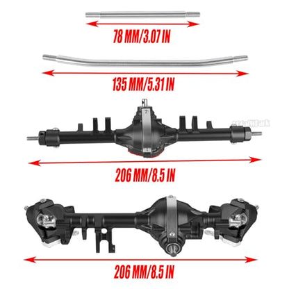 Aluminum Axles Upgrades Part for 1/10 SCX10 SCX10 II 90046 90047 RC Crawler Car,RC Alloy Front Rear Axle Hops Up,Black (Red Cover) - color: Black (Red Cover) - (Axles)