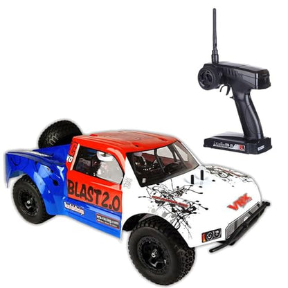 Two-Speed Nitro RC Car for Adult 1/10 20.9IN Gas-Engine Remote Control Truck 70KM/H 2.4G 18CXP Nitro Engine Short Course Rally Vehicle All Terrain Off Road Racing Car 80cc Fuel Tank (White) - color: White
