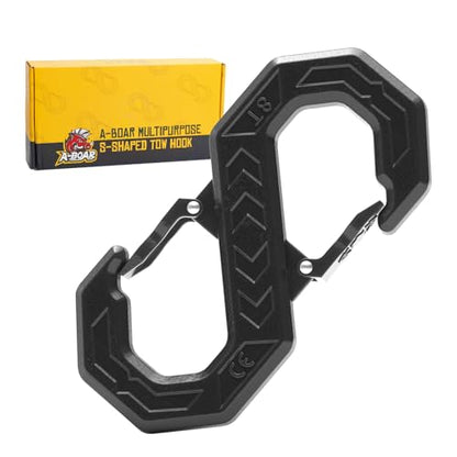 3/8" Tow Hook, S-Shaped Winch Hook, 33,000lbs Breaking Strength, G80 Heavy Duty Forged Steel, Fast Connect Winch Shackle Towing Hook for Trucks, SUVs, ATVs, Trailers, Black - color: Black