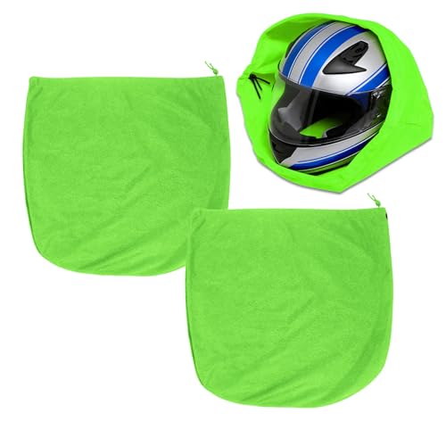 Xuphuyb Motorcycle Helmet Bag, Electric Bike Helmet Storage Bag, Large Capacity Motorcycle Helmet Drawstring Bag for Football Hockey Ski Riding Racing Snowmobile Bicycle Bike (Green+Green/2PCS) - color: Green+Green/2PCS