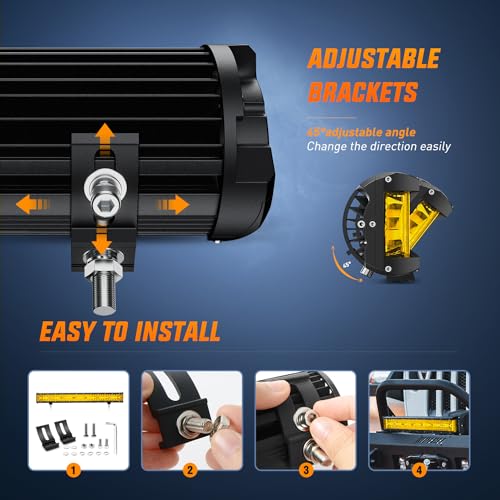Nilight Side Shooter LED Light Bar 20 Inch Triple Row Spot Flood Combo Yellow Beam Lighting with 5Pin Rocker Switch Wiring Harness Kit for Off-Road Light on Truck SUV ATV UTV - color: Yellow - 20Inch Side Shooter Light Bar + Wiring Harness