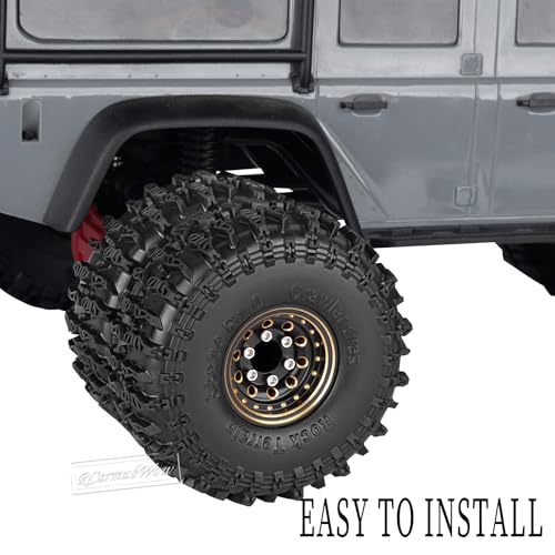 1.0 Beadlock Dually Wheels and Tires for 1/24 1/18 RC Crawler Car SCX24 TRX4M,Soft Mud Tires 1.0 Beadlock Tires Set Brass 1.0 Beadlock Wheels Double Wheels,4pcs,Style2 - style: Style2(4pcs)