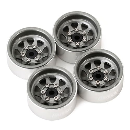 INJORA Stamped Steel 1.0 Beadlock Wheel Deep Dish for 1/18 1/24 RC (Grey) - color: Grey