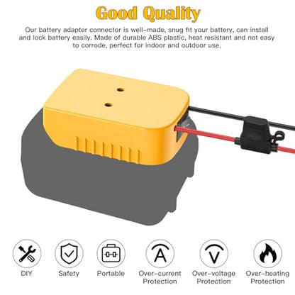 2 Pack Power Wheel Adapter for Dewalt 20V Battery Adapter with Switch, Fuse & Wire Terminals, 12AWG Wire, Power Wheel Battery Converter for DIY Ride On Truck, RC Car Toys and Robotics - size: 2 Pack-