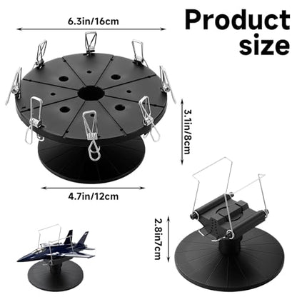 Yalikop 2 Sets Spray Work Painting Stands Rotating Model Painting Stand Holders with 8 Pcs Crocodile Clips Plastic Miniature Holder Base Tools for DIY Model Cars Airplanes Airbrush Hobby Parts