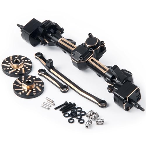 RCHUBAM RC Front & Rear Axle Set Metal Complete Axle with Steering Weights for 1/24 Axial SCX24 RC Crawler Deadbolt C10 Upgrades Accessories Part (Front Axle) - style: Front Axle