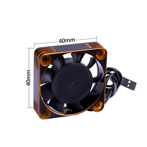 RC Motor Cooling Fan 40x40mm 16000RPM 540 550 Motor ESC Heatsink Brushless Cooling Fans for 1/10 1/8 RC Car (Black&Gold) - color: Black&Gold