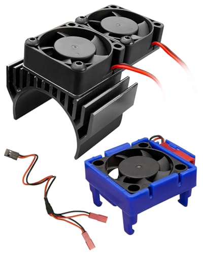 VXL-3s ESC Cooling Fan and Motor Cooling Fan Dual Fan Set | Compatible with Traxxas Slash 4x4 Stampede 4x4 Rustler 4x4 Hoss 4×4 Velineon VXL 3s Heat Sink, Black - color: Black ESC Cooling Fan and Motor Cooling Fan