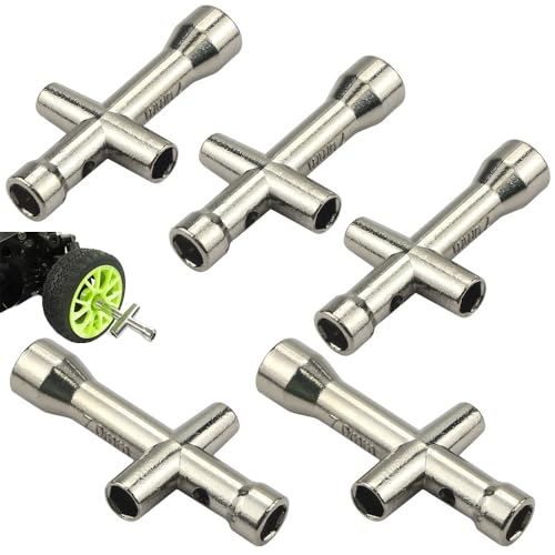 5 Pack Hex Nut Driver Set Metric Screwdriver Hex RC Wheels Socket Wrench 4 in 1 Compact Hexagonal Nuts Hubs Wheel Wrench for 4x4 2WD Traxxas Slash Arrma Senton Tires and Wheels Truck Buggy