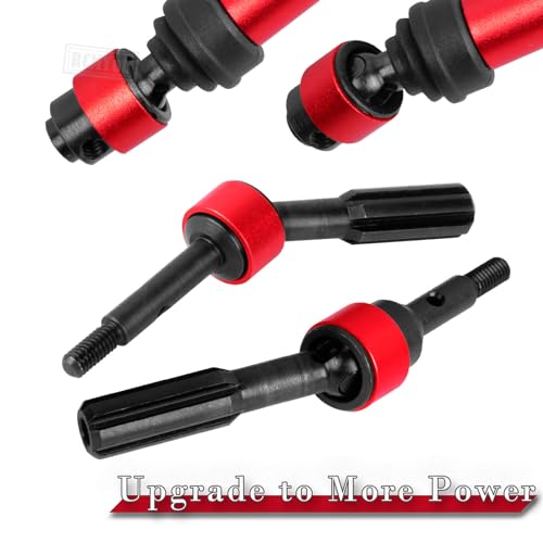RC Drive Shaft CVD Axles Upgrades Part for 1/10 Slash VXL 4X4,Rustler VXL 4X4,Stampede VXL 4X4,#45 Steel Front Rear Driveshaft with Hex,Red - color: Red - Upgrades