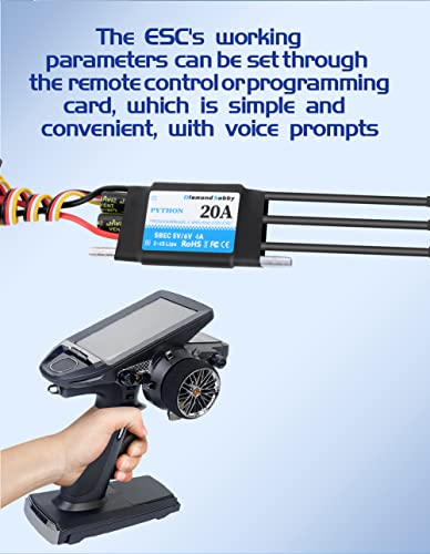 DH 20A 2-4S Waterproof Brushless ESC Electronic Speed Controller with 5.5V/4A BEC and XT60 3.5mm Banana Head Connector for Model Ship RC Boat (20A) - size: 20A