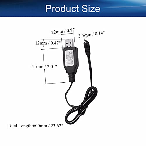 Heyiarbeit 2Pcs 3.5 Elbow Nickel Cadmium Nickel Hydrogen USB Charging Cable USB Charger Power Adapter Cable 7.2V for RC Car Ni-MH Ni-CD Battery Black - size: 3.5 Elbow 2Pcs