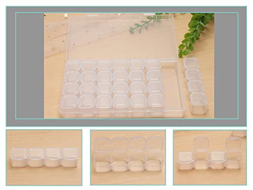 112 Slots 4 Pack 28 Grids Plastic Organizer Box Clear Beads Storage Container Jewelry Case for Art DIY Crafts, Nail Diamonds,Jewelry, Painting (112 Slots 4 Pack 28 Grids) - size: 112 Slots 4 Pack 28 Grids