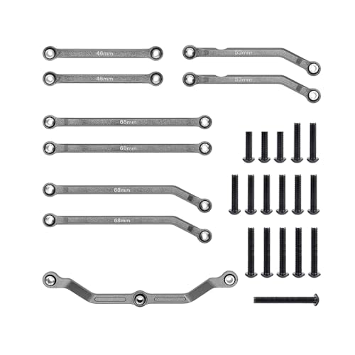 High Clearance Links Set Aluminum Steering Linkage for TRX4M Upgrades Parts 1/18 RC Crawler Car-Navy Blue - color: Titanium