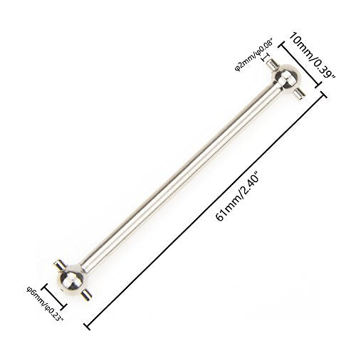 Dogbone Universal Drive Joint Cup Shaft 61mm Steel Silver for RC Hobby Model Car HPI HSP,COJOYS,4PCS (Silver)