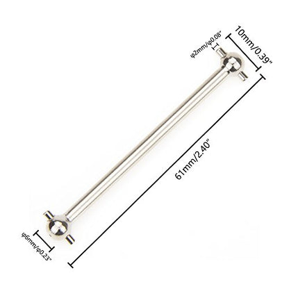 Dogbone Universal Drive Joint Cup Shaft 61mm Steel Silver for RC Hobby Model Car HPI HSP,COJOYS,4PCS (Silver)
